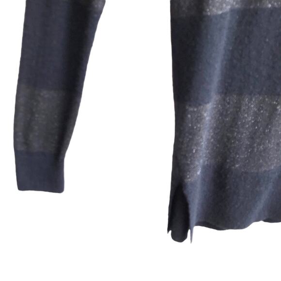 Vince Cashmere Rugby Stripe Sweater Size M Metallic Knit Preppy Academia Office - Picture 11 of 14